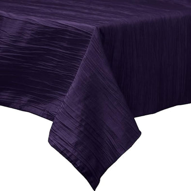 Eggplant Rectangular Light Weight Accordion Design Crushed Taffeta Seamless Table Overlay.