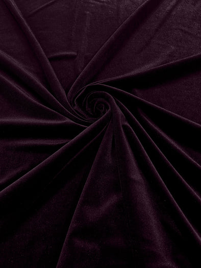 Egg Plant 60" Wide 90% Polyester 10 percent Spandex Stretch Velvet Fabric for Sewing Apparel Costumes Craft, Sold By The Yard.