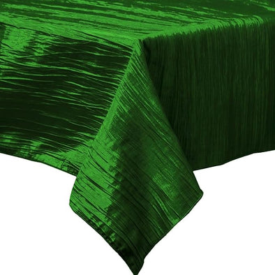 Emerald Green Rectangular Light Weight Accordion Design Crushed Taffeta Seamless Table Overlay.