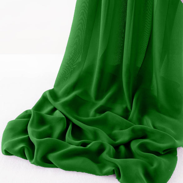 Emerald Green Pack of 5 10ft Wool Dobby Chiffon Table Runner 29x120 Inches Runner for Wedding, Decorations for Birthday Parties, Banquets, Engagements, Sheer