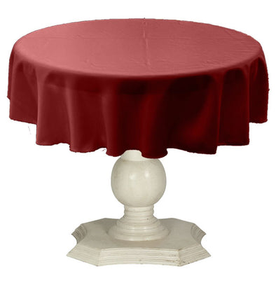 Fiesta Red Round Tablecloth Solid Dull Bridal Satin Overlay for Small Coffee Table Seamless