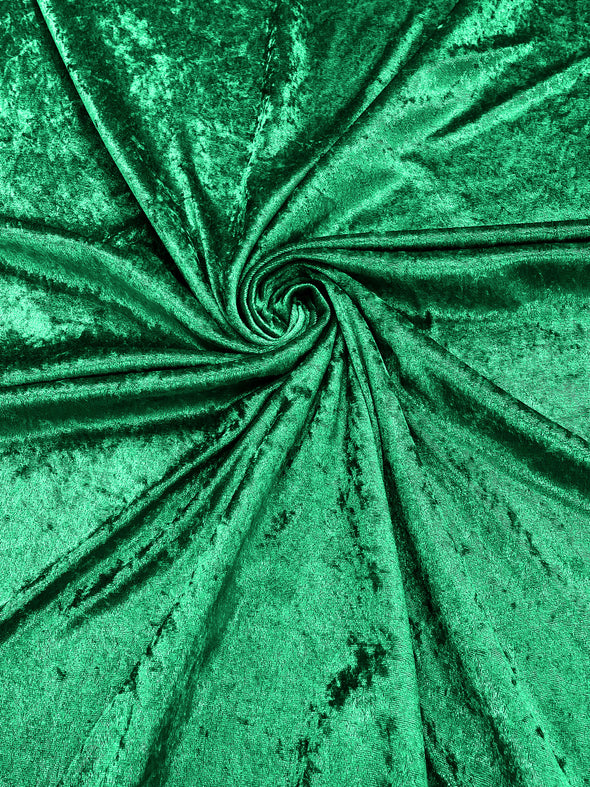 Flag Green Solid Crushed Velour Stretch Velvet Fabric 59/60" Wide Sold By The Yard.