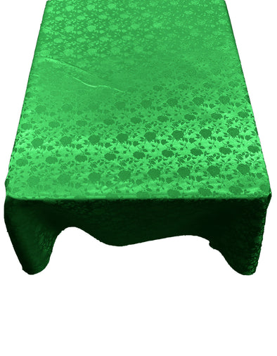 Flag Green Roses Jacquard Satin Rectangular Tablecloth Seamless/Party Supply.
