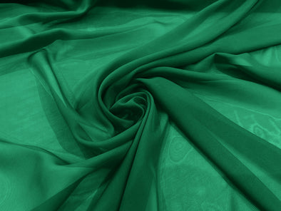Flag Green 100% Polyester 58/60" Wide Soft Light Weight, Sheer, See Through Chiffon Fabric Sold By The Yard.
