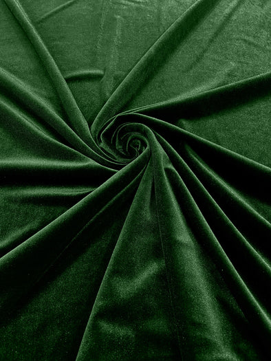 Forest Green 60" Wide 90% Polyester 10 percent Spandex Stretch Velvet Fabric for Sewing Apparel Costumes Craft, Sold By The Yard.