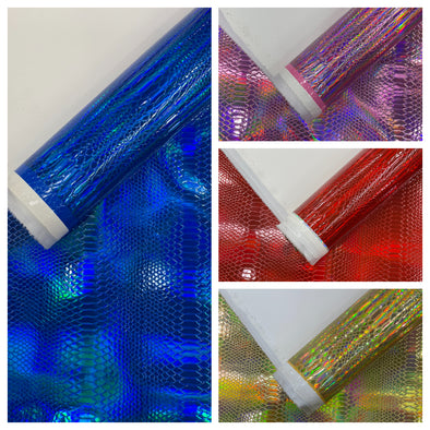 Snake Vinyl Fabric Upholstery Crafting Accessories Applications Snake Iridescent / Snake Viper Holographic Embossed PVC.