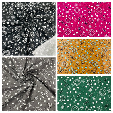 60" Wide Poly Cotton Print Bandanna Fabric by The Yard.