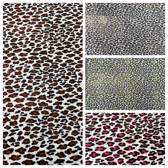 Foil Leopard Print On a Stretch Nylon Spandex Tricot/Milliskin -Sold by the yard.