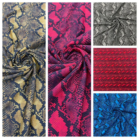 Python Snake Print on a 4 way Stretch Nylon Spandex/58” wide/- Sold by the yard.