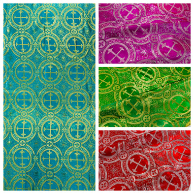 Cross Brocade Jacquard Satin/Religious Brocade/58" Wide/Liturgical Fabric/Church/Vestment-By The Yard