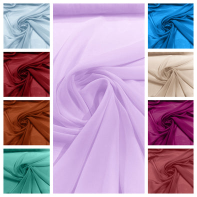 100% Polyester 58/60" Wide Soft Light Weight, Sheer, See Through Chiffon Fabric Sold By The Yard