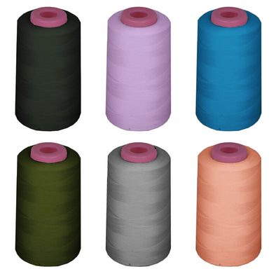 Pack of 5 6000 Yards 100% Spun Polyester Cone Serge Thread