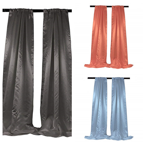 Satin Backdrop, 1 Pair with 4" Rod Pocket, 5 Feet Wide x 8 Feet High