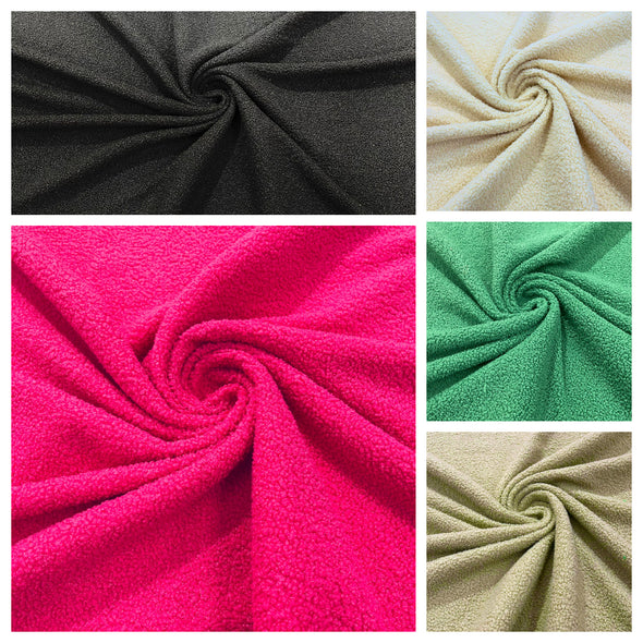 Polyester Mechanical Stretch Soft Faux Sherpa Fleece Fabric/by The Yard.