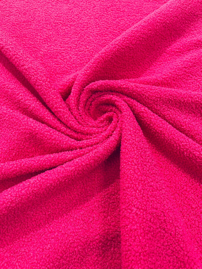 Fuchsia Polyester Mechanical Stretch Soft Faux Sherpa Fleece Fabric/by The Yard.