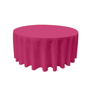 Fuchsia Solid Round Polyester Poplin Tablecloth With Seamless