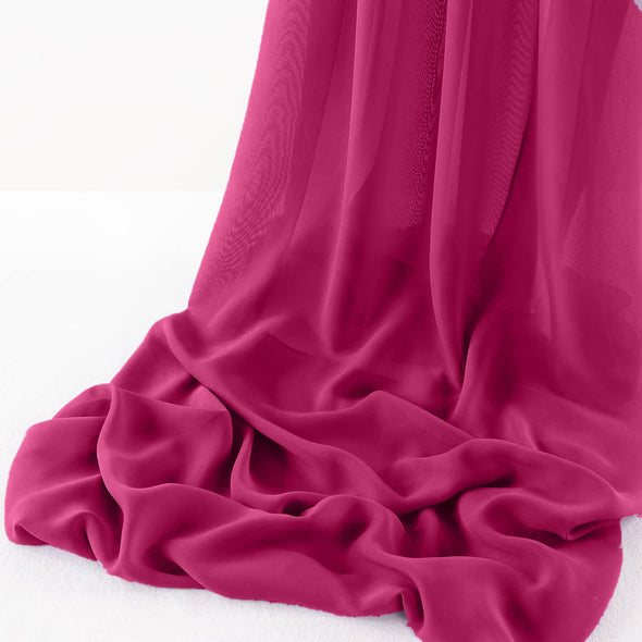 Fuchsia Pack of 10 10ft Wool Dobby Chiffon Table Runner 29x120 Inches Runner for Wedding, Decorations for Birthday Parties, Banquets, Engagements, Sheer