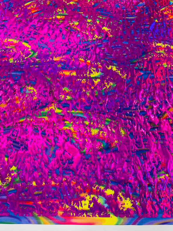 Splatter Foil Paint Metallic Print on a 4-way Stretch Tie Dye Nylon Spandex Tricot/Milliskin -Sold by the yard.