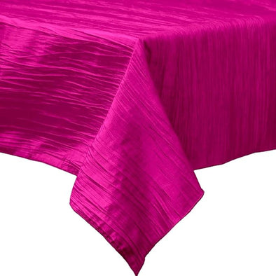 Fuchsia Square Light Weight Accordion Design Crushed Taffeta Seamless Table Overlay.