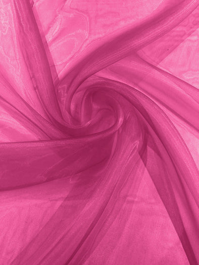 Fuchsia 58/60"Wide 100% Polyester Soft Light Weight, Sheer Crystal Organza Fabric Sold By The Yard