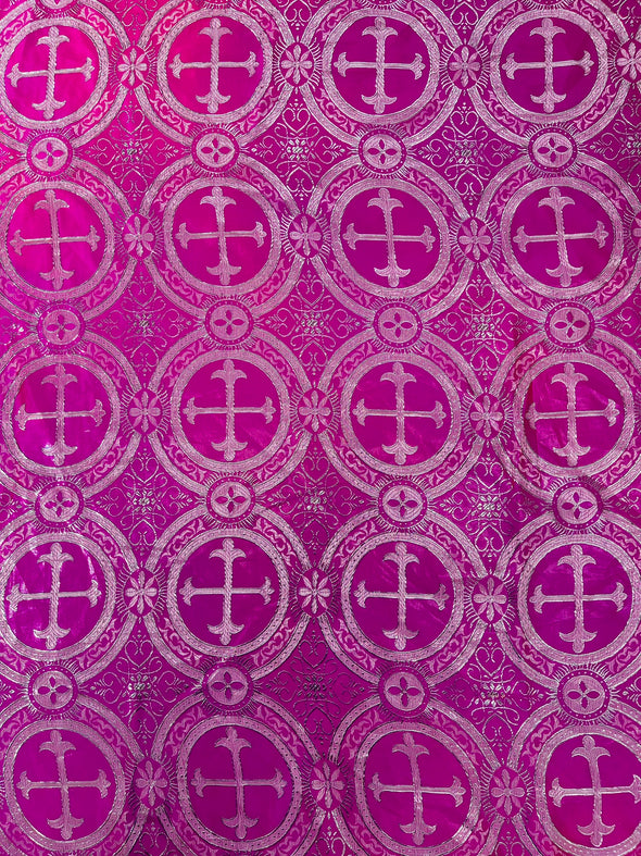 Cross Brocade Jacquard Satin/Religious Brocade/58" Wide/Liturgical Fabric/Church/Vestment-By The Yard