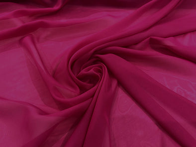 Fuchsia 100% Polyester 58/60" Wide Soft Light Weight, Sheer, See Through Chiffon Fabric Sold By The Yard.