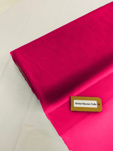Fuchsia Bridal Illusion Tulle 108"Wide Polyester Premium Tulle Fabric Bolt