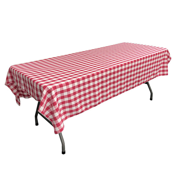 Fuchsia Rectangular Polyester Poplin Gingham Checkered Tablecloth