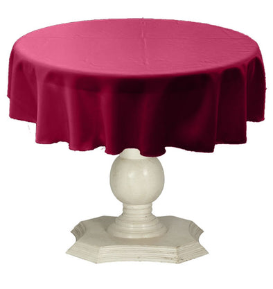 Fuchsia Round Tablecloth Solid Dull Bridal Satin Overlay for Small Coffee Table Seamless