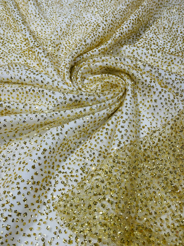 Gold Chunky tulle glitter fabric shimmer/ tulle glitter for dresses/ mesh glitter fabric/ costume fabric/ wholesale.