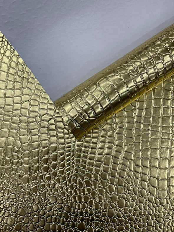 Shiny Alligator 3D Embossed Vinyl Fabric, 54" Wide Upholstery Crafting Accessories Applications.