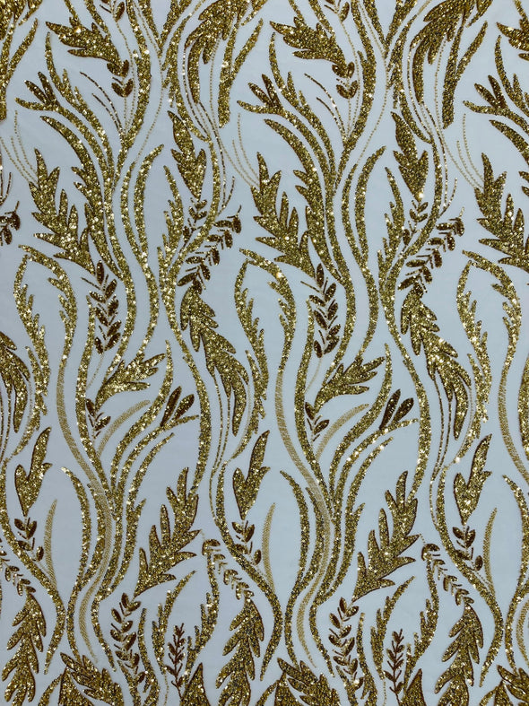 Luxury Festival Beaded Vine Lace Fabric, Sold by The Yard.