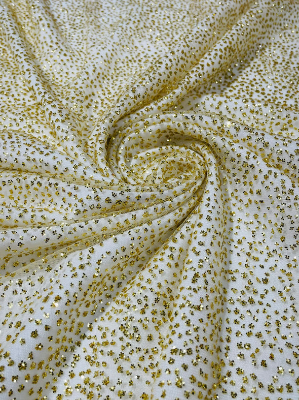 Gold Chunky tulle glitter fabric shimmer/ tulle glitter for dresses/ mesh glitter fabric/ costume fabric/ wholesale.