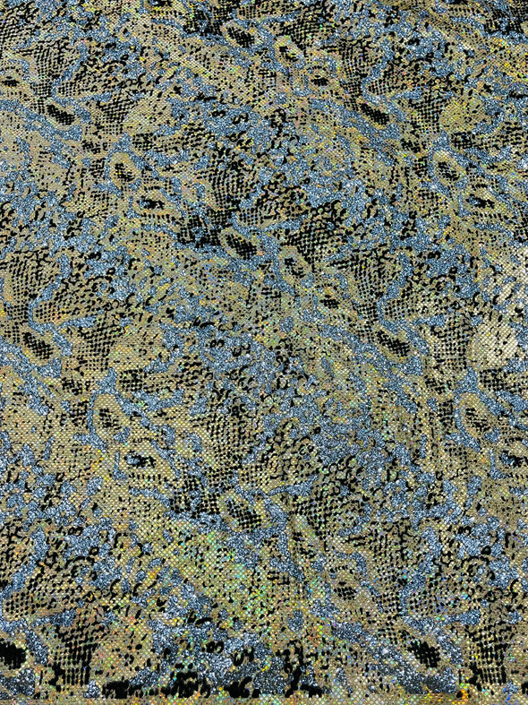 Shattered Glass Snake Design Nylon Spandex Fabric, 4-Way Stretch, Medium Weight, Sold by The Yard