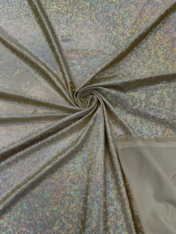 Gold Shattered Glass Foil Hologram/58” Wide/4 Way Stretch Spandex Nylon Tricot. Sold by the yard (Copy) (Copy)