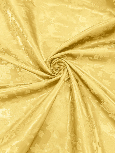 Gold Polyester Big Roses/Floral Brocade Jacquard Satin Fabric/ Cosplay Costumes, Table Linen- Sold By The Yard
