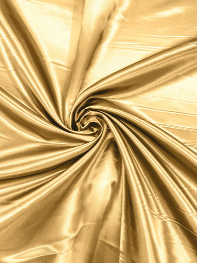 Gold Heavy Shiny Bridal Satin Fabric for Wedding Dress, 60" inches wide sold by The Yard. Modern Color