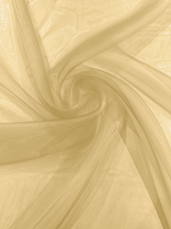 Gold 58/60"Wide 100% Polyester Soft Light Weight, Sheer Crystal Organza Fabric Sold By The Yard