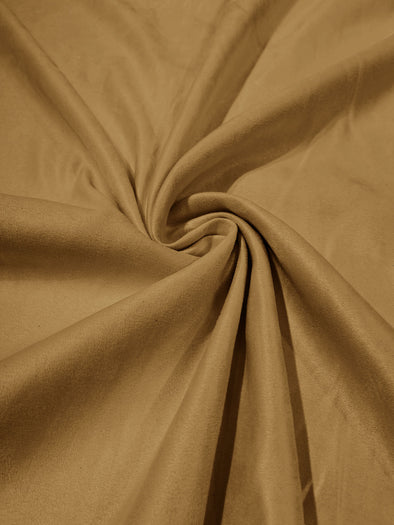 Gold Faux Suede Polyester Fabric | Microsuede | 58" Wide | Upholstery Weight, Tablecloth, Bags, Pouches, Cosplay, Costume