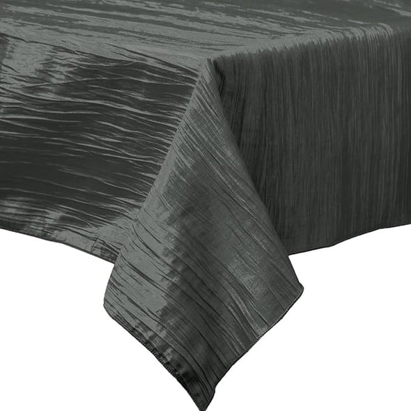 Gray Rectangular Light Weight Accordion Design Crushed Taffeta Seamless Table Overlay.