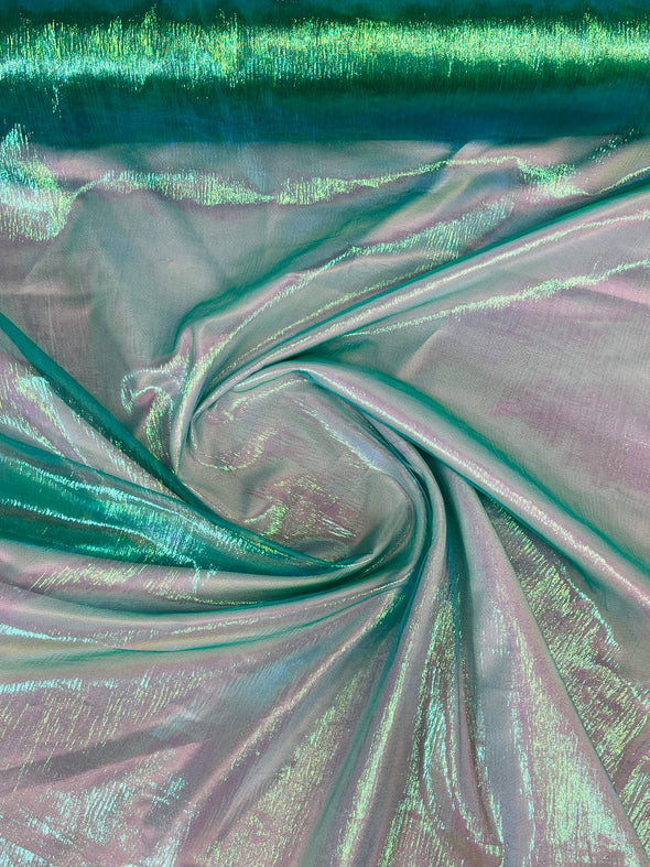 Green Crush Iridescent Shimmer Organza Fabric 45” Wide, Sells by The Yard.