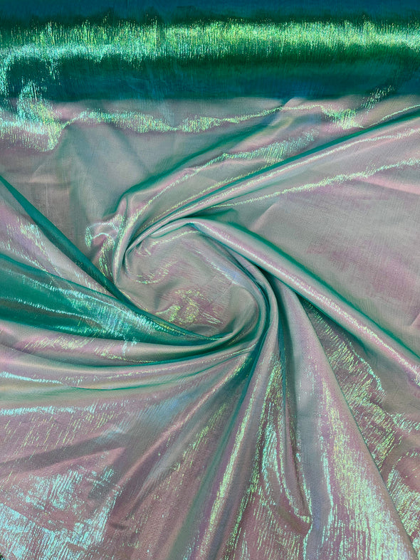 Green Crush Iridescent Shimmer Organza Fabric 45” Wide, Sells by The Yard.