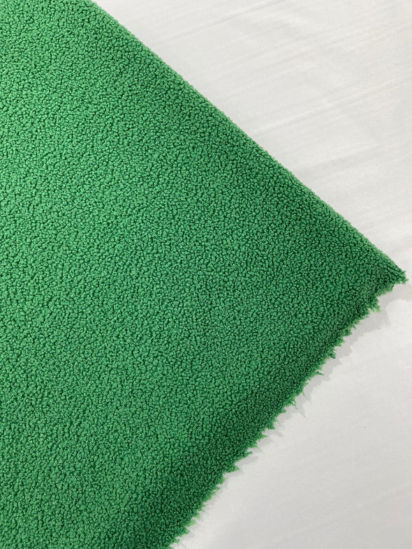 Green Polyester Mechanical Stretch Soft Faux Sherpa Fleece Fabric/by The Yard.