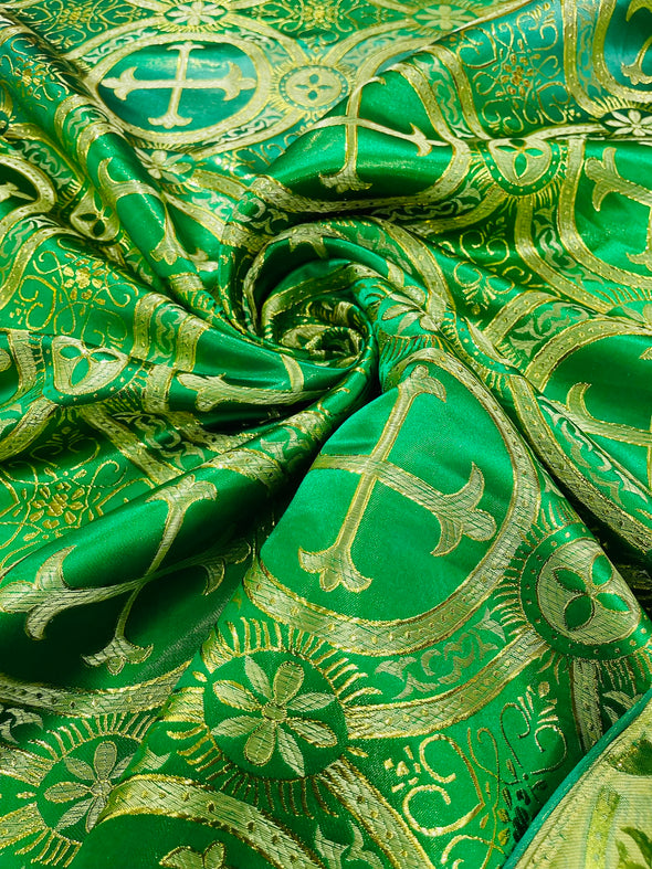 Cross Brocade Jacquard Satin/Religious Brocade/58" Wide/Liturgical Fabric/Church/Vestment-By The Yard