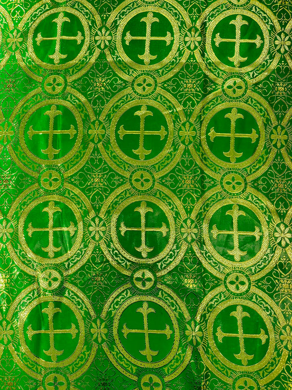 Cross Brocade Jacquard Satin/Religious Brocade/58" Wide/Liturgical Fabric/Church/Vestment-By The Yard