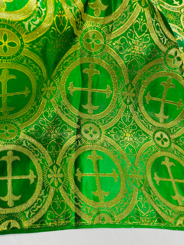 Cross Brocade Jacquard Satin/Religious Brocade/58" Wide/Liturgical Fabric/Church/Vestment-By The Yard