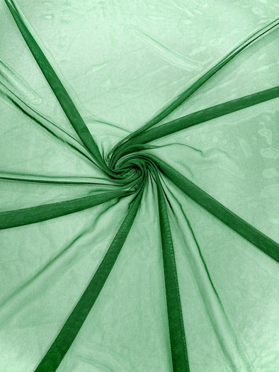 Green 58/60" Wide Solid Stretch Power Mesh Fabric Spandex/ Sheer See-Though/Sold By The Yard.