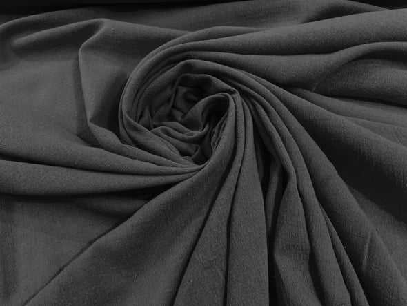 Grey Cotton Gauze Fabric Wide Crinkled Lightweight Sold by The Yard