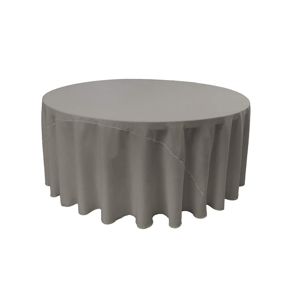 Gray Solid Round Polyester Poplin Tablecloth With Seamless