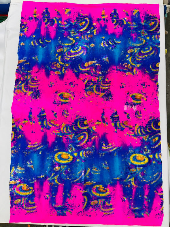 Tye Dyed Holographic Foil Reptile Stretch Nylon Tricot Spandex/58 Inches Wide.